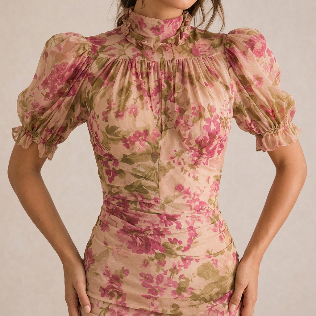 SAE | Maxi Abito Rose Sbuffo