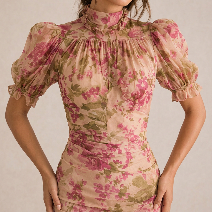 SAE | Maxi Abito Rose Sbuffo