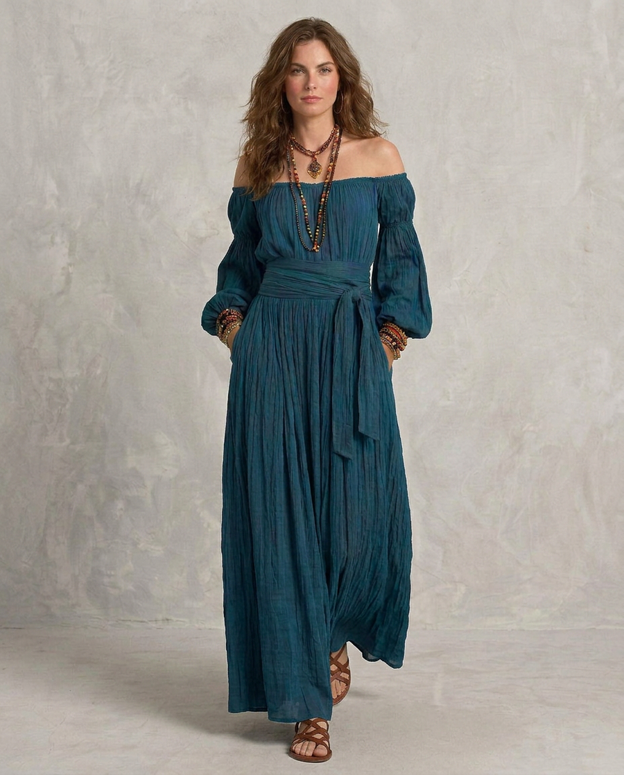 ARIANA | Maxi Abito Spalle Scoperte Teal