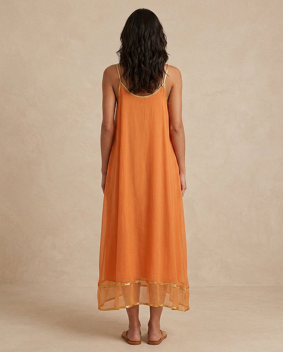 LILIANA | Abito Tulle Apricot con Lacci