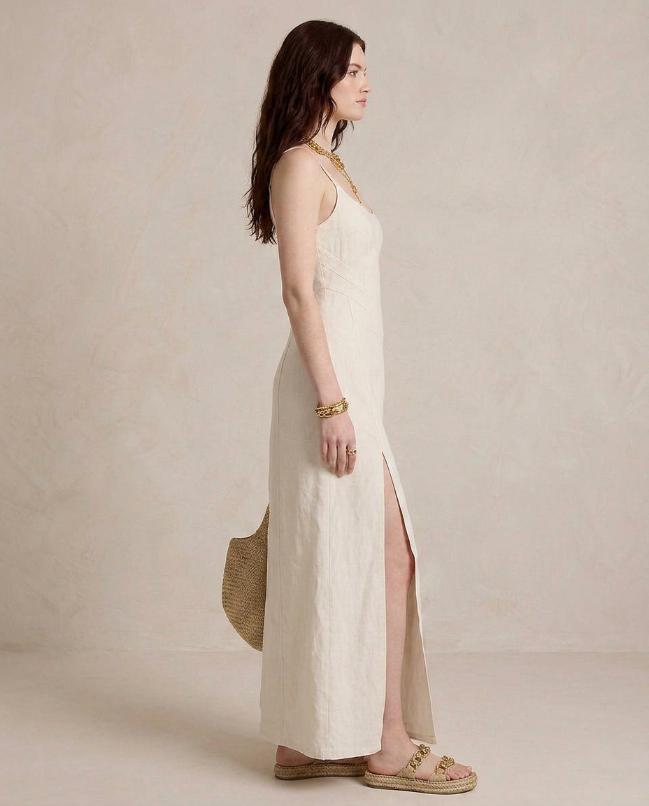 LUCIA | Maxi Abito Bianco con Spacco