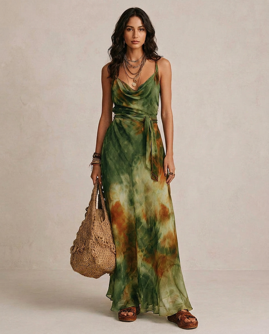 ELIRA | Maxi Abito Verde Astratto