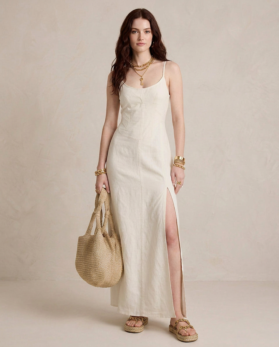 LUCIA | Maxi Abito Bianco con Spacco
