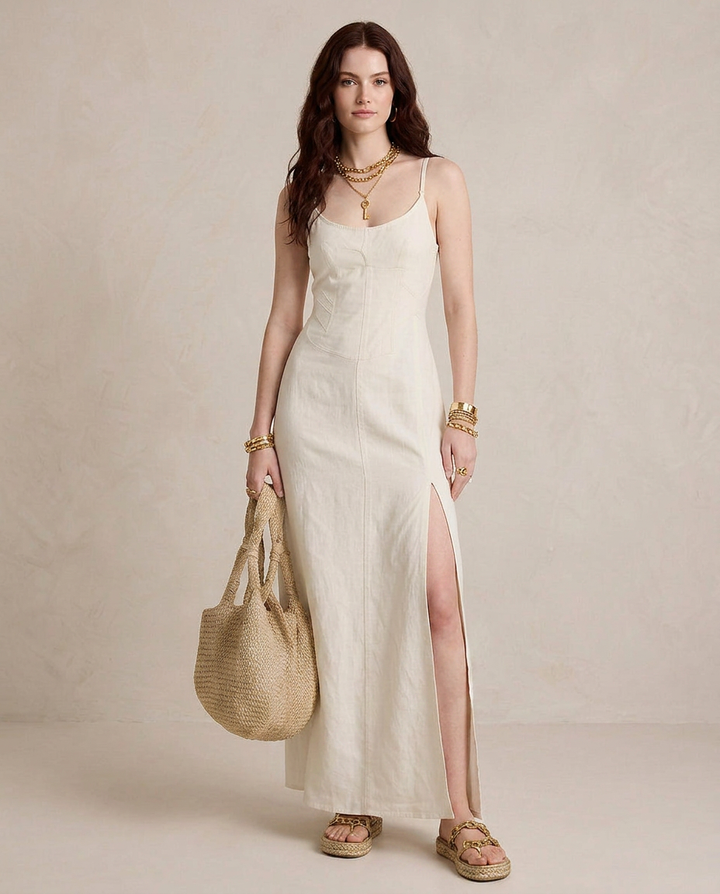 LUCIA | Maxi Abito Bianco con Spacco