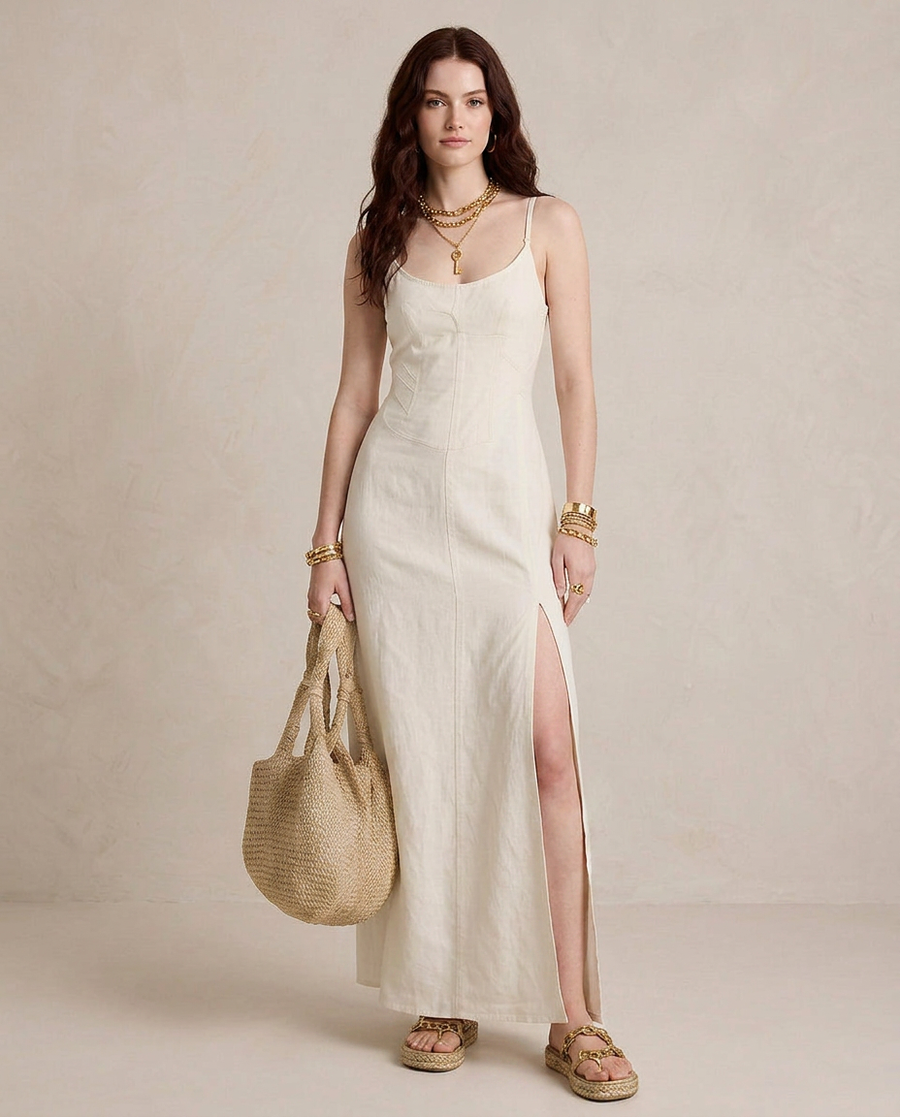 LUCIA | Maxi Abito Bianco con Spacco