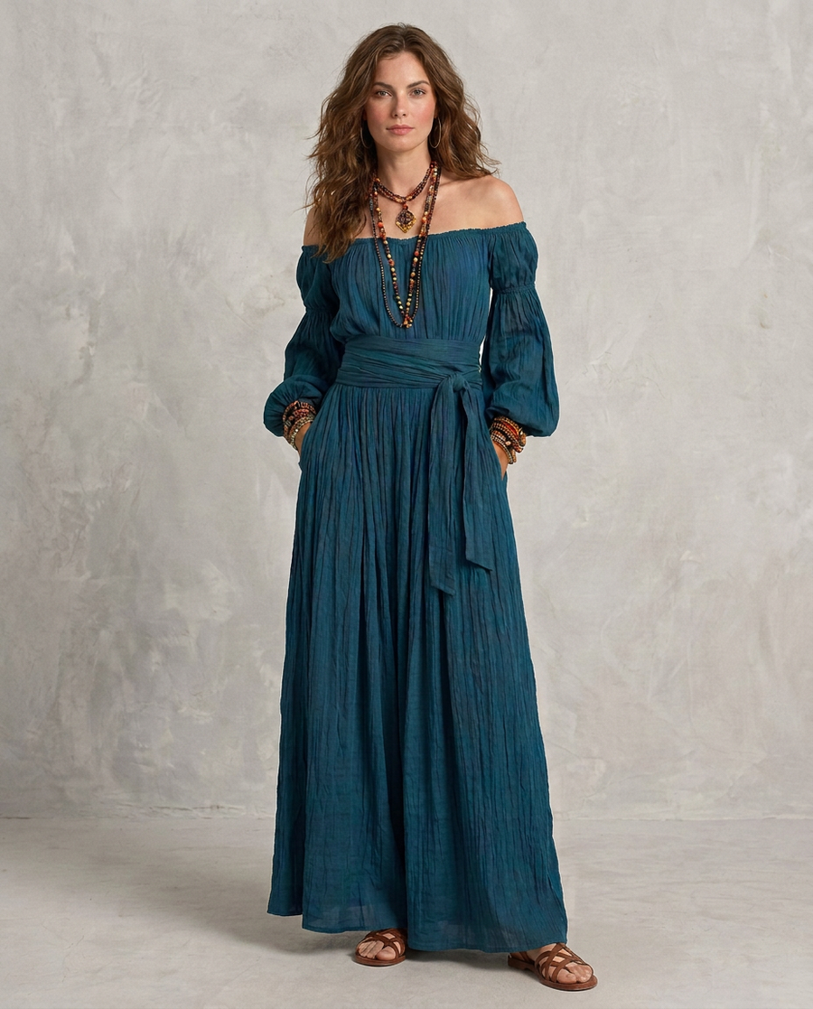 ARIANA | Maxi Abito Spalle Scoperte Teal