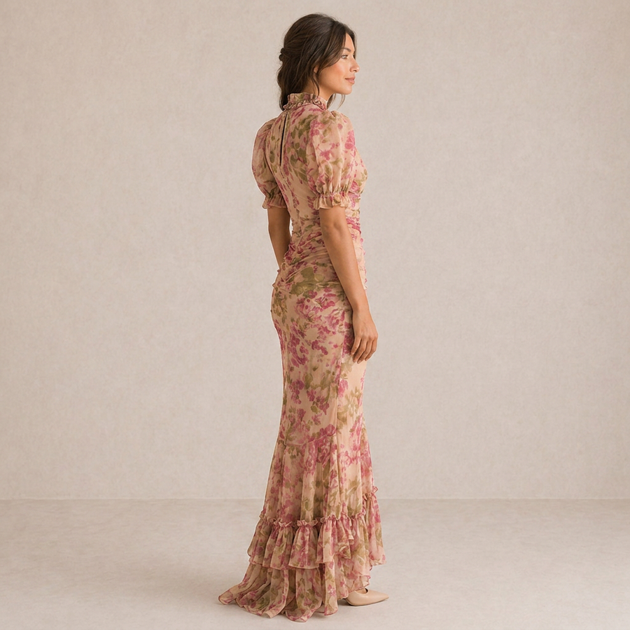 SAE | Maxi Abito Rose Sbuffo