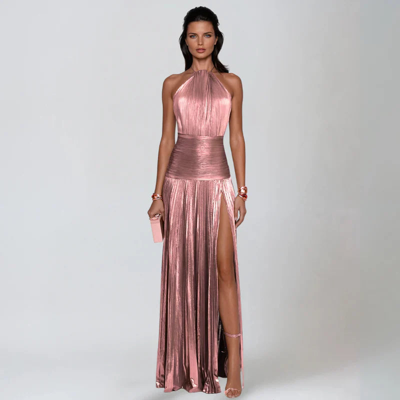 Emma | Vestito Halter Aperto sulla Schiena Metallico