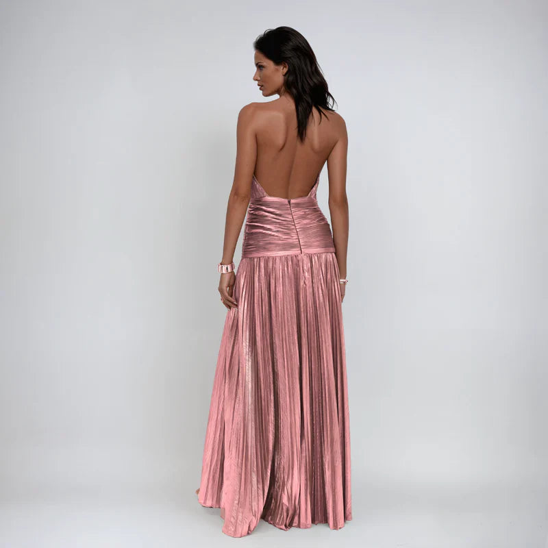 Emma | Vestito Halter Aperto sulla Schiena Metallico