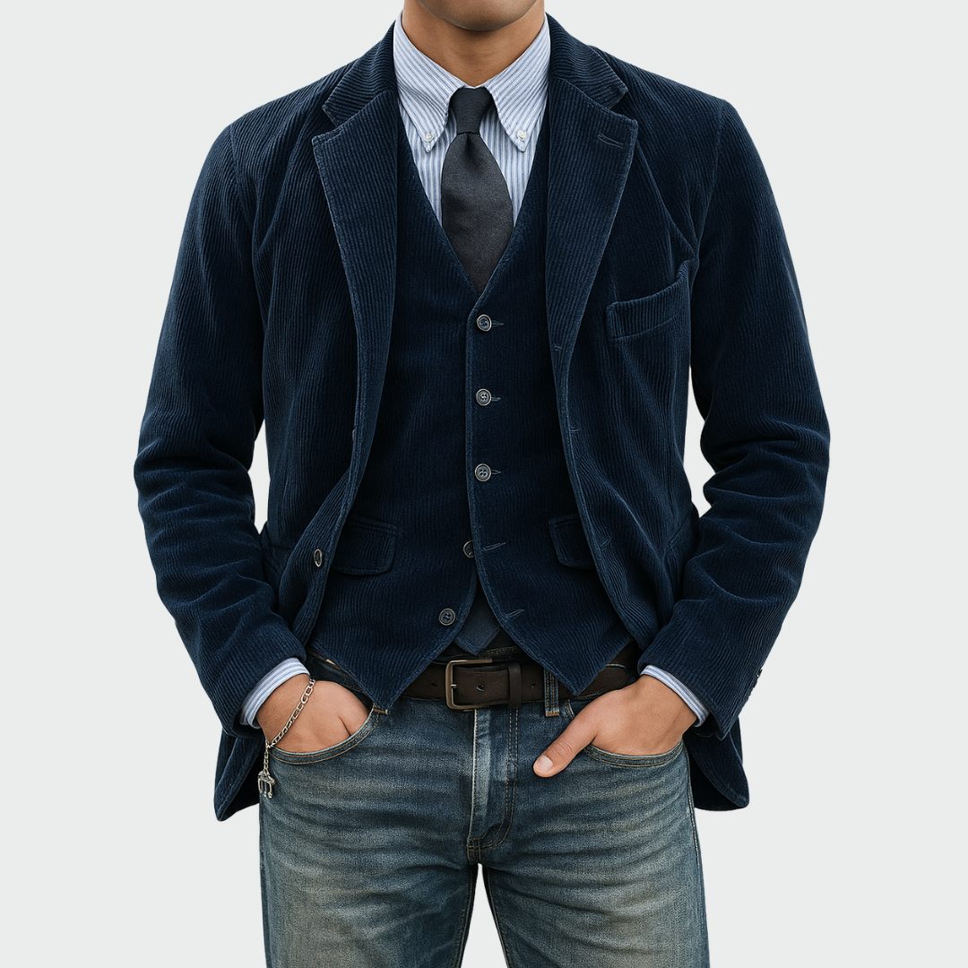 Sebastiaan™ | Set Blazer e Gilet in Velluto per Uomo