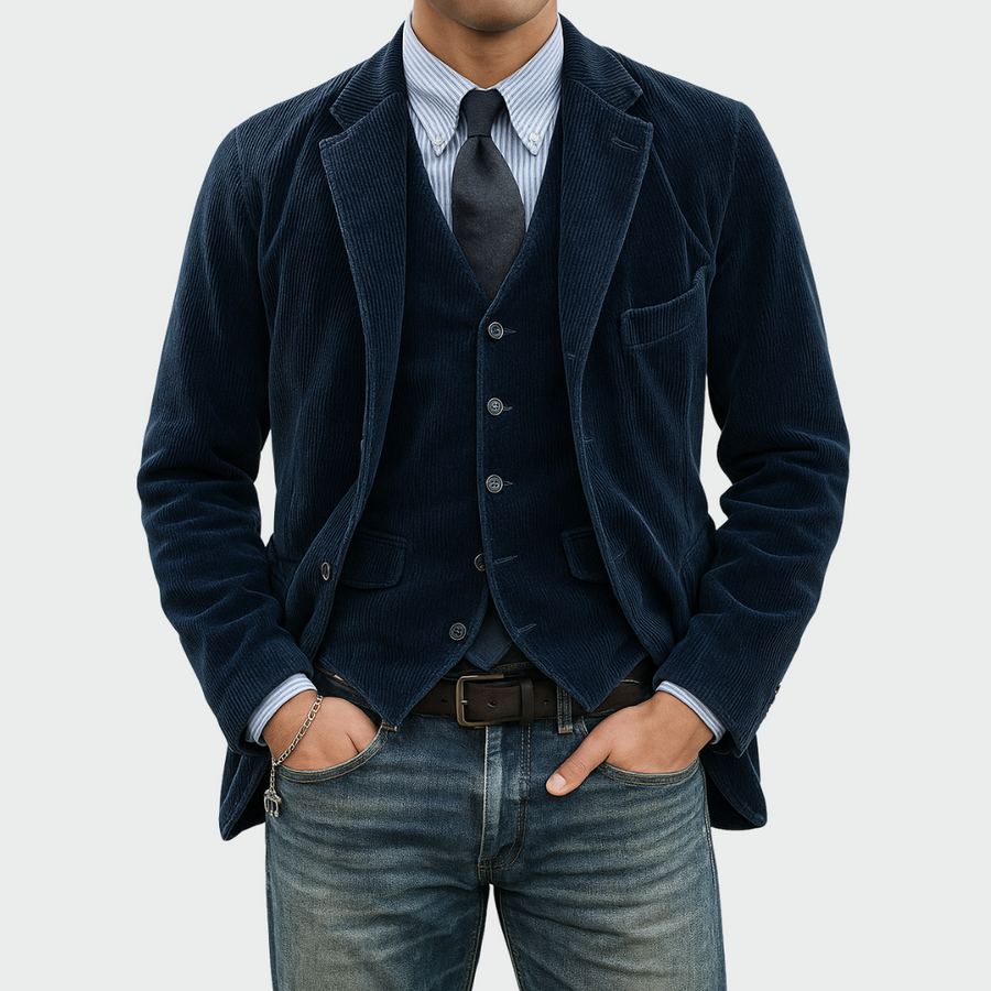 Sebastiaan™ | Set Blazer e Gilet in Velluto per Uomo