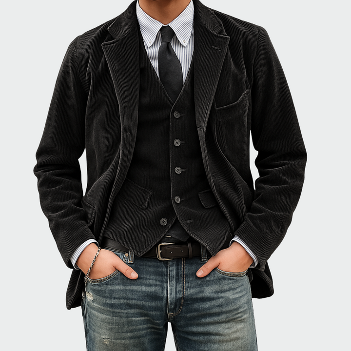 Sebastiaan™ | Set Blazer e Gilet in Velluto per Uomo