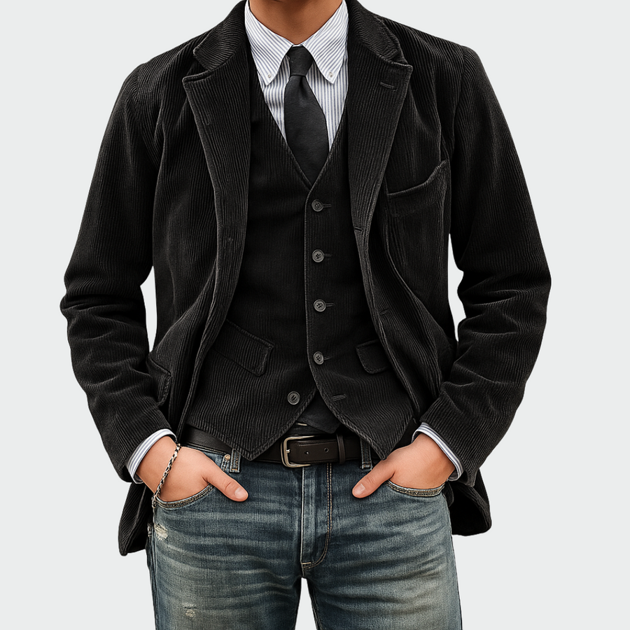 Sebastiaan™ | Set Blazer e Gilet in Velluto per Uomo