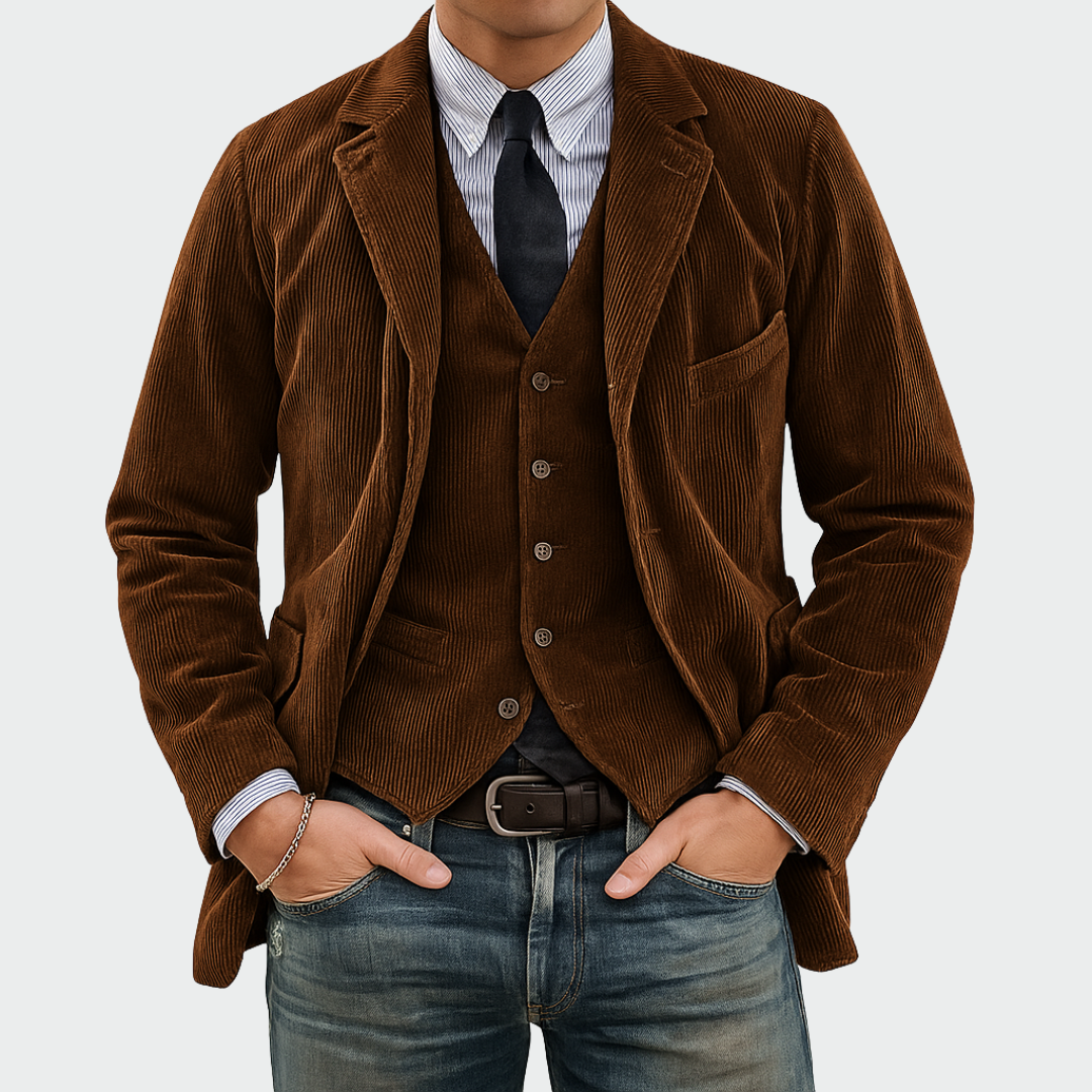 Sebastiaan™ | Set Blazer e Gilet in Velluto per Uomo
