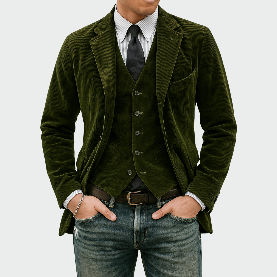 Sebastiaan™ | Set Blazer e Gilet in Velluto per Uomo
