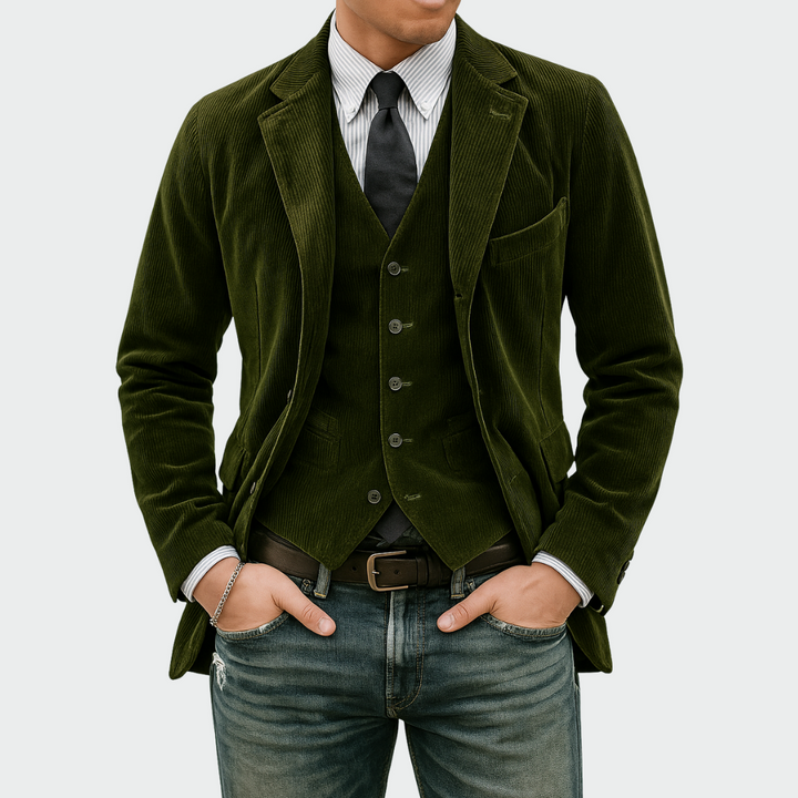 Sebastiaan™ | Set Blazer e Gilet in Velluto per Uomo