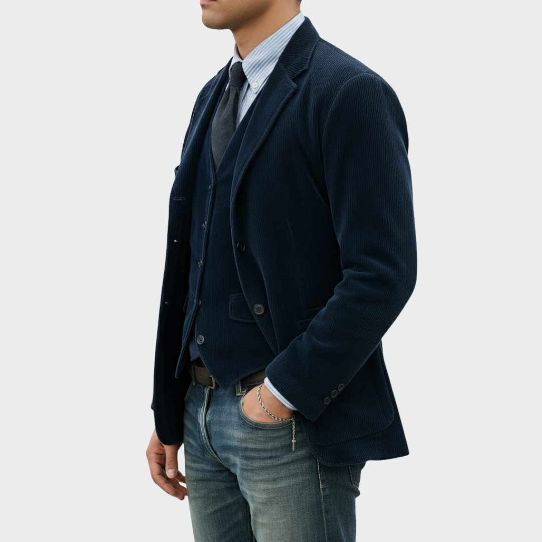 Sebastiaan™ | Set Blazer e Gilet in Velluto per Uomo
